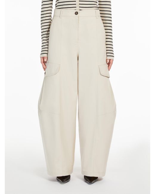 Max Mara White 'S Button Detailed Wide Leg Pants
