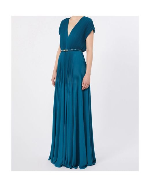 Max Mara Blue V-Neck Dress
