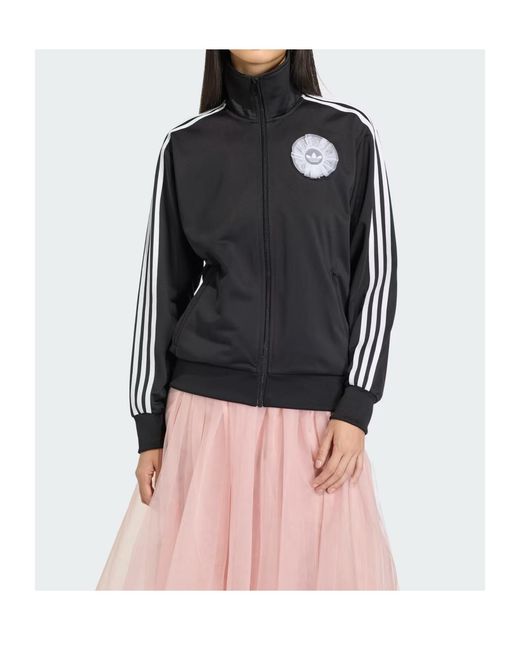 Adidas Originals Black Zip-Up Stripe-Detail Sweatshirt