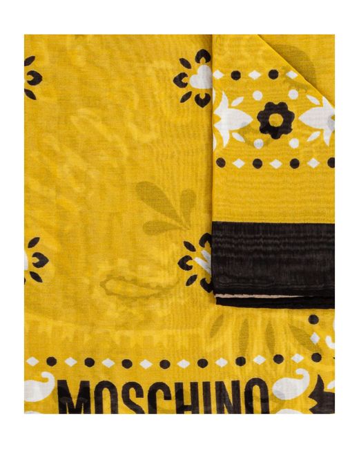 Moschino Yellow Logo Printed Scarf for men