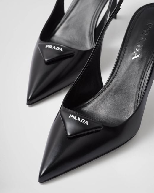 Prada Black Pointed-Toe Slingback Pumps