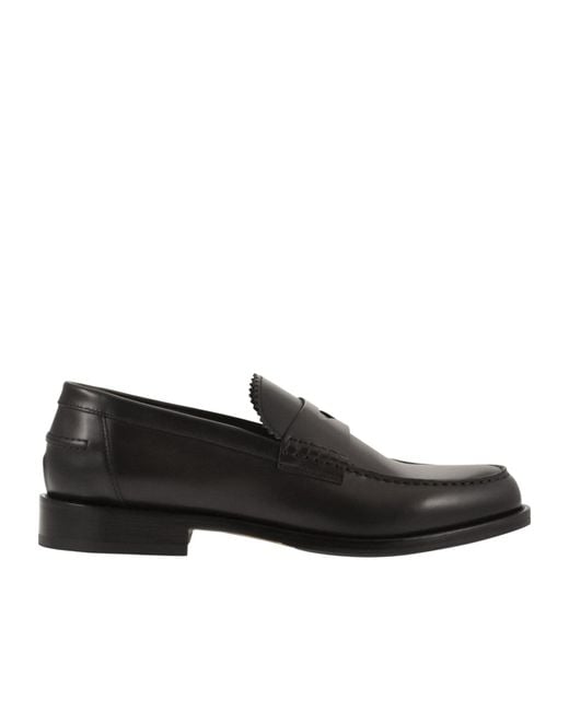 Doucal's Black Raised Stitch Moccasin Loafers for men