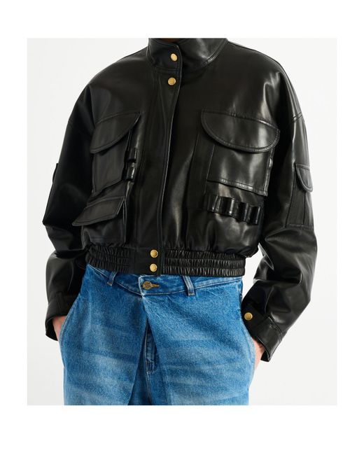Balmain Black Lambskin Bomber Jacket