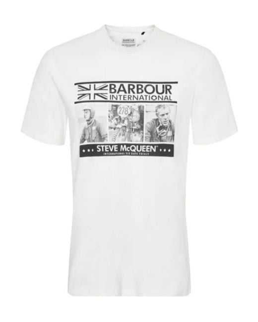 Barbour Men's White International Graphic Printed T-Shirt
