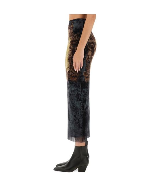 Jean Paul Gaultier Green Printed Pattern Skirt