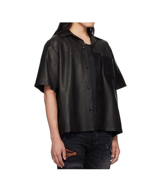 Amiri Black Ma Camp Leather Shirt for men