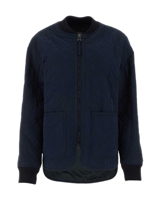A.P.C. Blue Elea Quilted Bomber Jacket