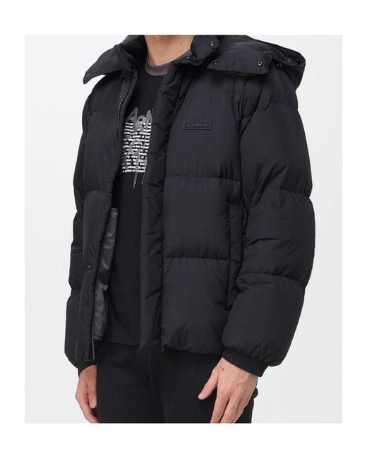 ARMANI EXCHANGE Black Long-Sleeved Cotton-Padded Jacket for men