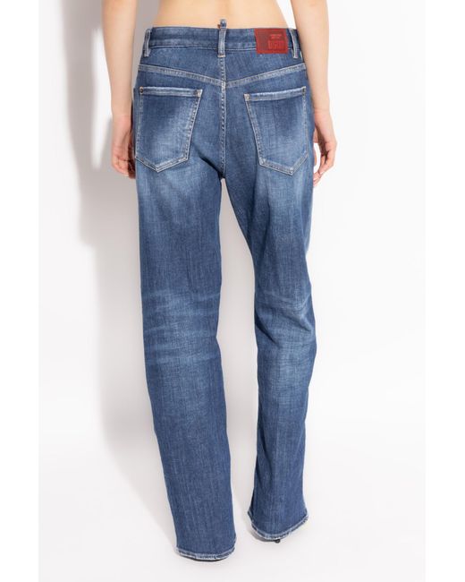 DSquared² Blue Logo Patch Flared Jeans