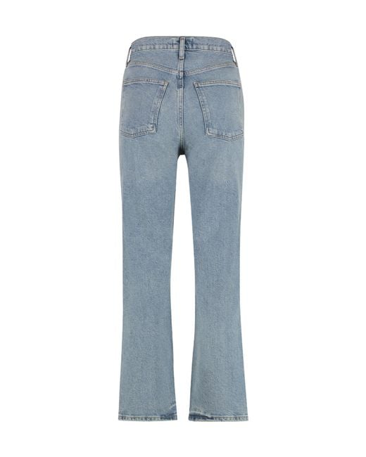 Agolde Blue High-Rise Straight Leg Jeans