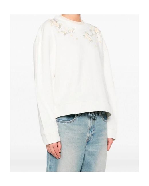 Twinset White Floral-Appliqué Sweater