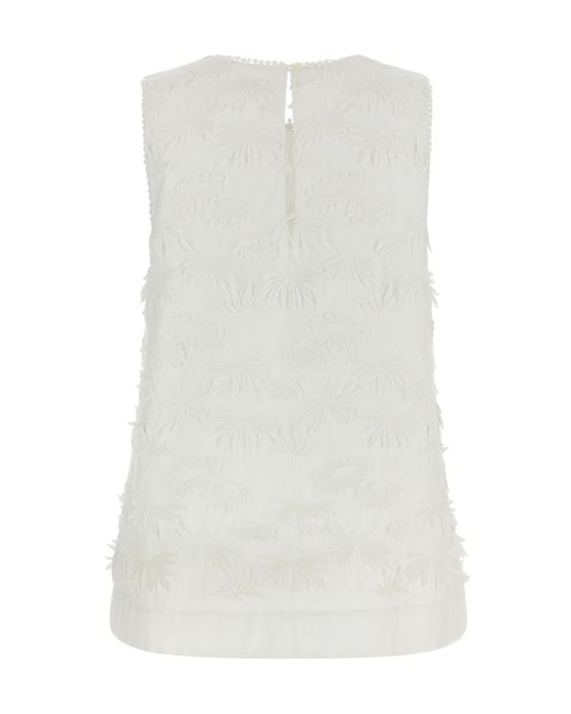 P.A.R.O.S.H. White P.A.R.O..H. Flower Embroidered Blouse