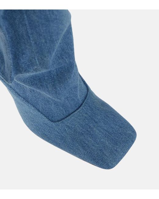 The Attico Blue Sienna Tube Denim Knee-High Boots