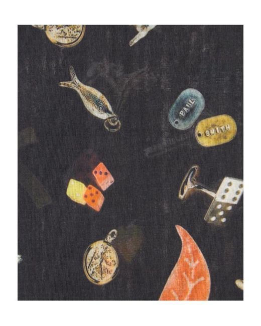 Paul Smith Black Printed Scarf for men
