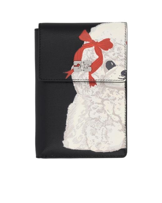 Ganni Black Dog Print Flap Wallets
