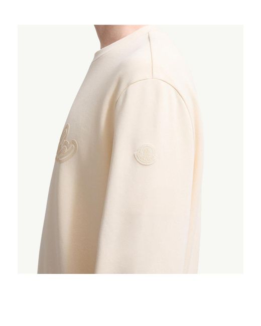 Moncler White Cursive Logo Cotton Sweatshirt for men