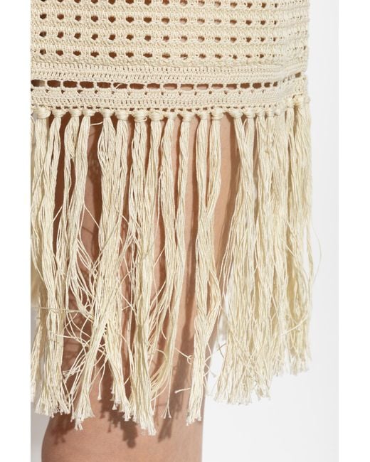 Zimmermann Natural Fringe-Trim Mini Dress