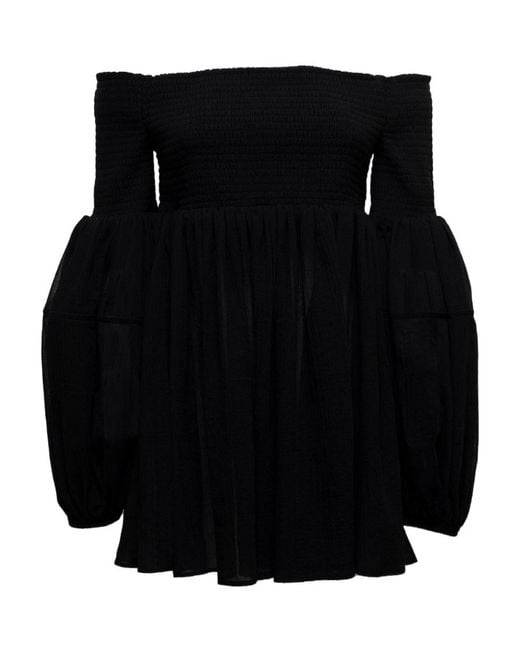 Chloé Black One-Collar Wool Blouse