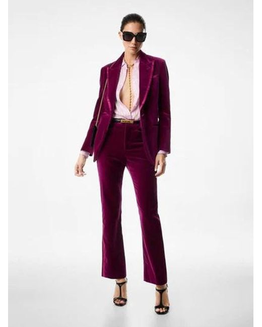 Tom Ford Purple Mid-Waisted Velvet Pants