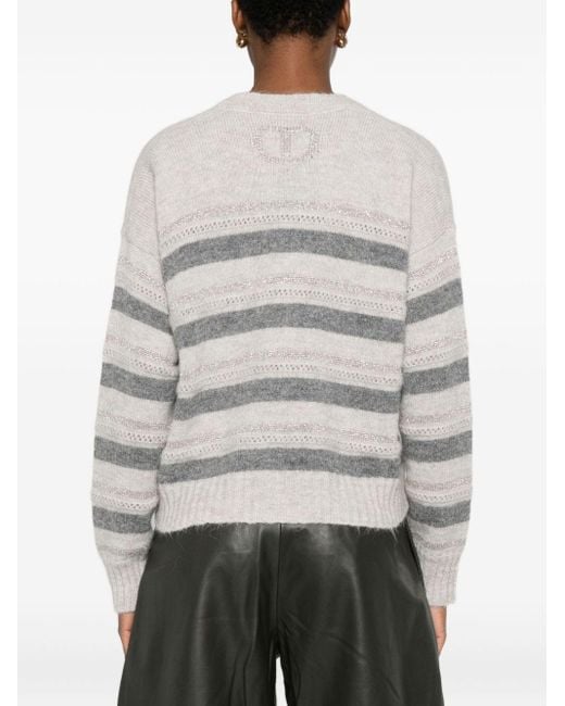 Twinset Gray Striped Cardigan