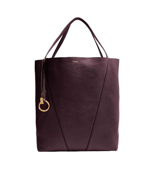 Chloé Purple Spin Grain Leather Tote Bag