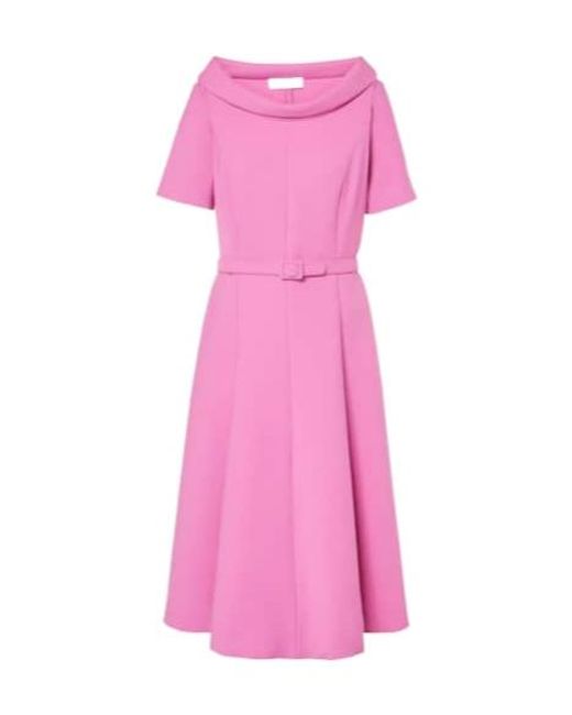 Oscar de la Renta Pink Wool-Blend Midi Dress