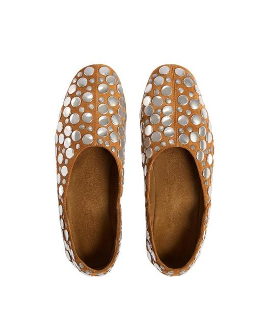 Khaite Brown Jane Studded Flat Shoes