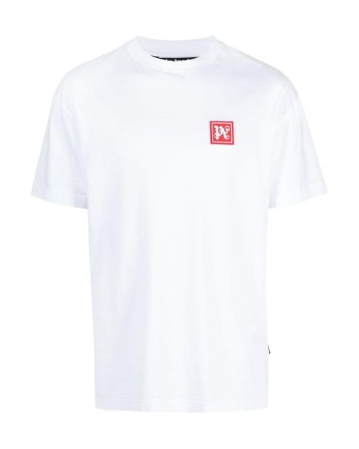 Palm Angels White Ski Club Logo Patch Crewneck T-Shirt for men