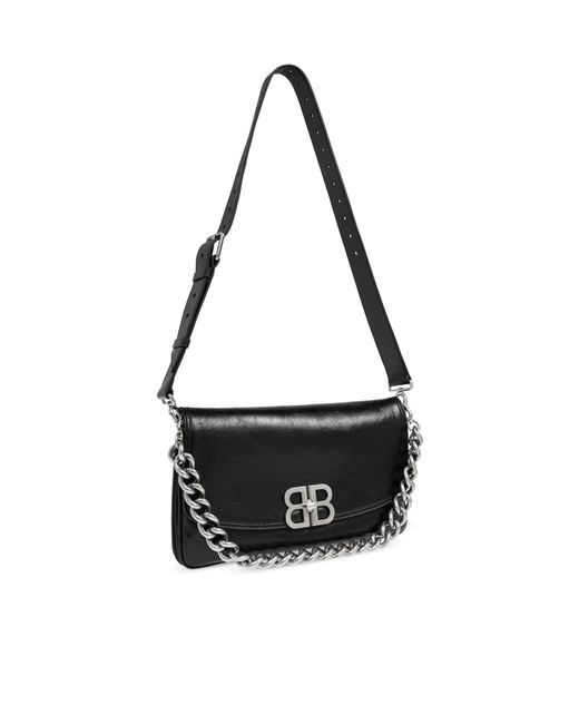 Balenciaga Black Logo Plaque Shoulder Bag