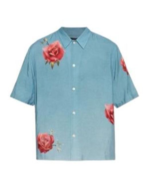 AllSaints Blue Printed Short-Sleeve Shirt for men