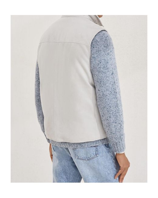 Brunello Cucinelli Blue Sleeveless Buttoned Vest for men
