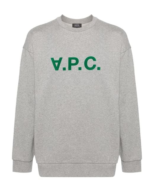 A.P.C. Gray Eliot Logo-Print Sweatshirt for men