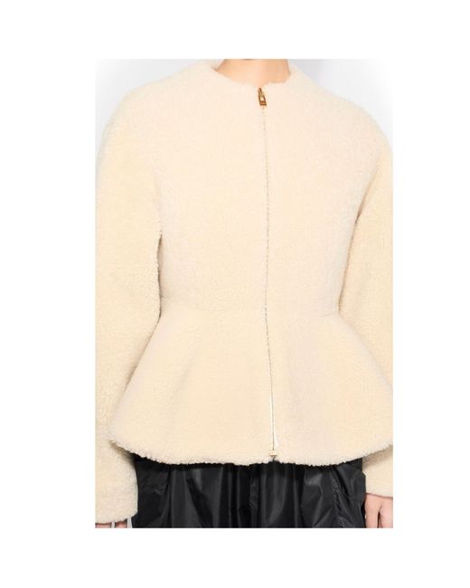 Alaïa Natural Alaïa Shearling Peplum Jacket