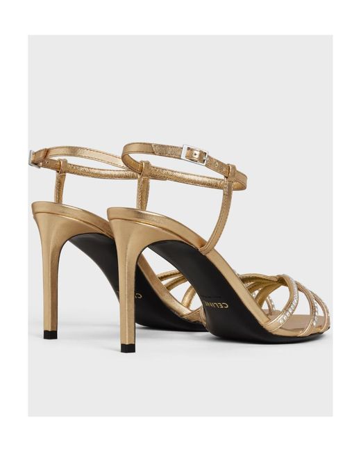 Céline Metallic Open-Toed High-Heeled Sandals
