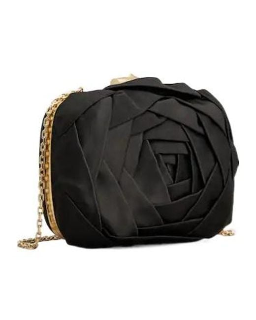 Roger Vivier Black Rose-Motif Chain Mini Bag