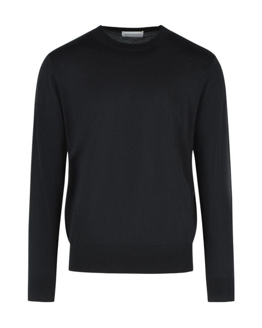 Dries Van Noten Black Long-Sleeve Crew-Neck Pullover for men