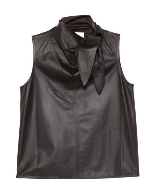 Yves Salomon Black Sleeveless Lambskin Top