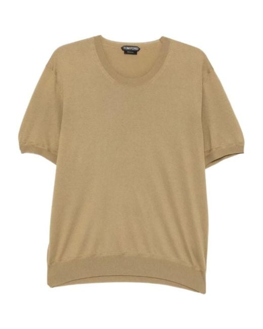 Tom Ford Natural Short Sleeved Crewneck T-Shirt for men