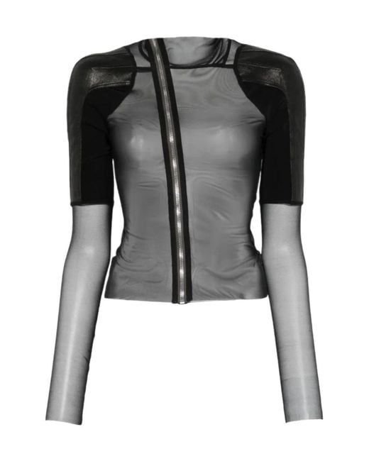 Rick Owens Black Shoulder-Panels Zip-Up Jacket
