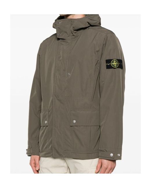 Stone Island Brown Compass-Badge Hooded Jacket for men