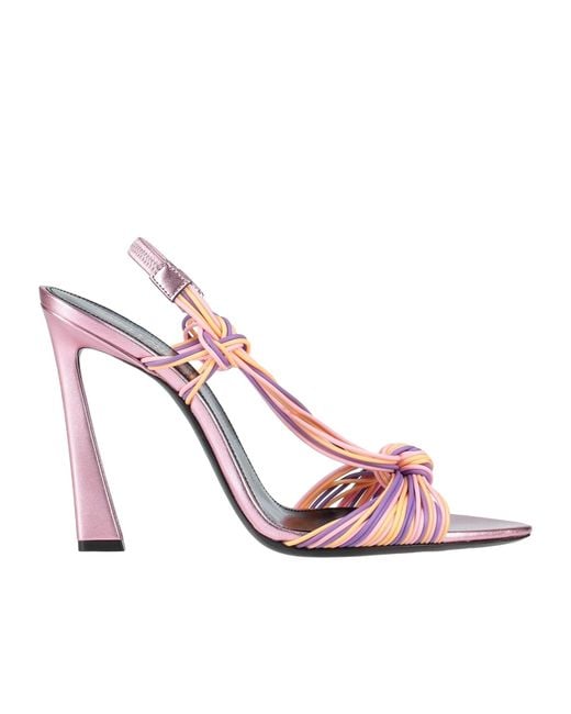 Saint Laurent Pink Multicolored Metallic Leather Sandals