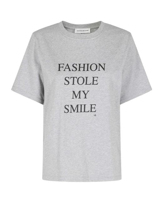 Victoria Beckham Gray Crew-Neck T-Shirt