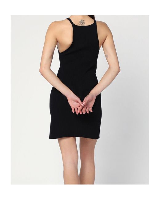Courreges Black Ribbed Mini Dress