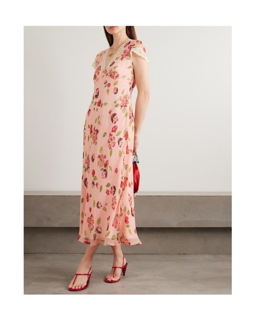 Rixo Pink Printed Clarice Dress
