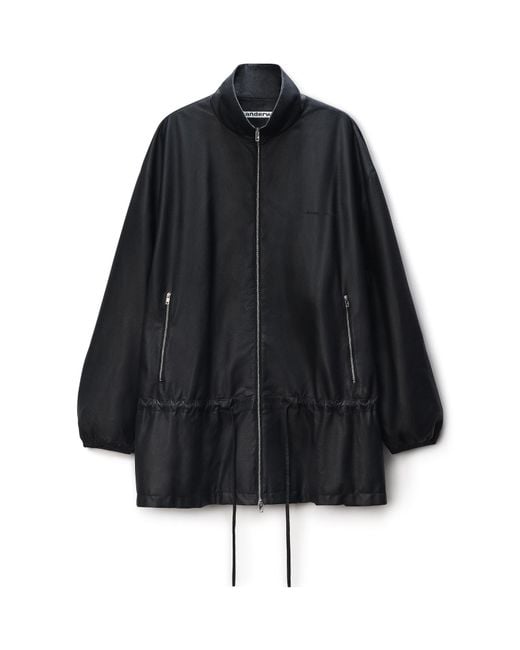 Alexander Wang Black Waist Bonded Leather Jacket