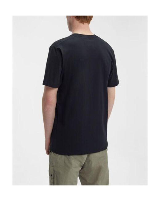 C P Company Black Logo-Print Cotton T-Shirt for men