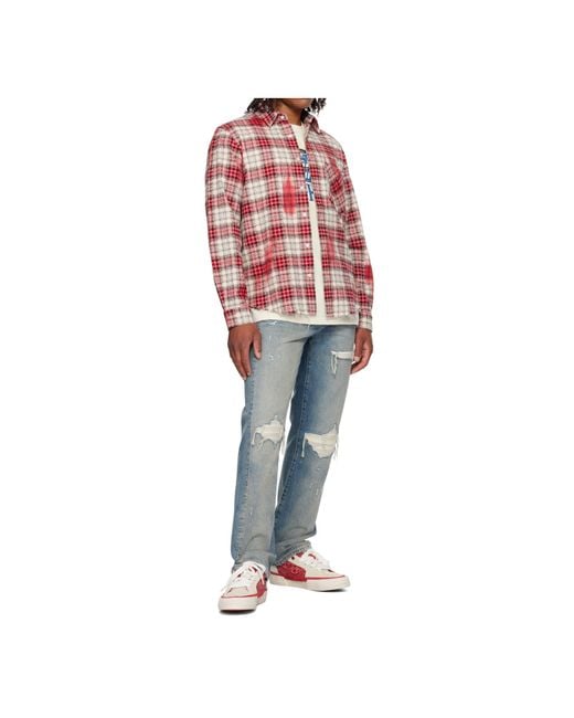Amiri Red Ma Quad Bleached Flannel Shirt for men
