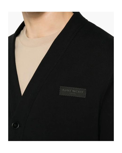Givenchy Black Logo-Patch Cardigan for men