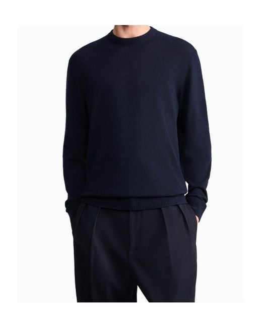 GIORGIO ARMANI X ALANUI Blue Giorgio Armani For Alanui Cashmere And Silk Crew-Neck Jumper for men