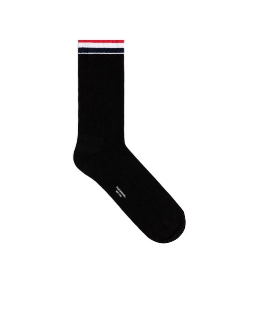 Thom Browne Black Rwb Stripe Detailed Socks for men
